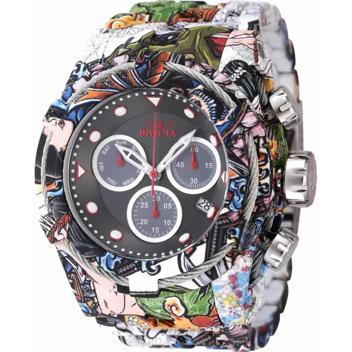 Invicta Invicta Mens Watch Bolt Black Grey and Silver Dial Aqua Plated Bracelet 45490 Bracelets