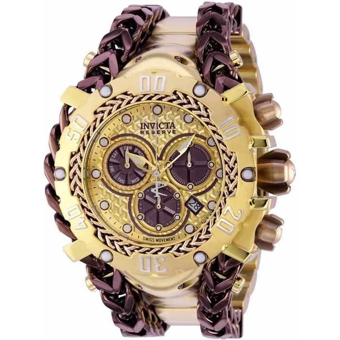Invicta Invicta Mens Watch Reserve Gladiator Gold Tone and Brown Dial Bracelet 36622 Bracelets