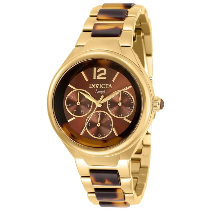 Invicta Invicta Womens Quartz Watch Angel Gold Tone and Brown Dial Bracelet 32069 Bracelets