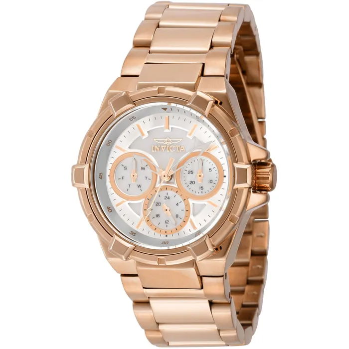 Invicta Invicta Womens Watch Aviator Quartz Chronograph Rose Gold Steel Bracelet 37312 Bracelets