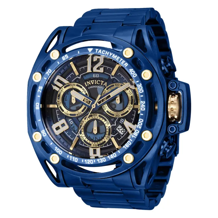 Invicta Mens Chronograph Watch S1 Rally Blue SemiSkeleton Dial Bracelet 39146 Invicta Bracelets