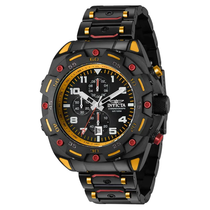 Invicta Mens Chronograph Watch Sea Monster Red Orange Black Bracelet 37801 Invicta Bracelets