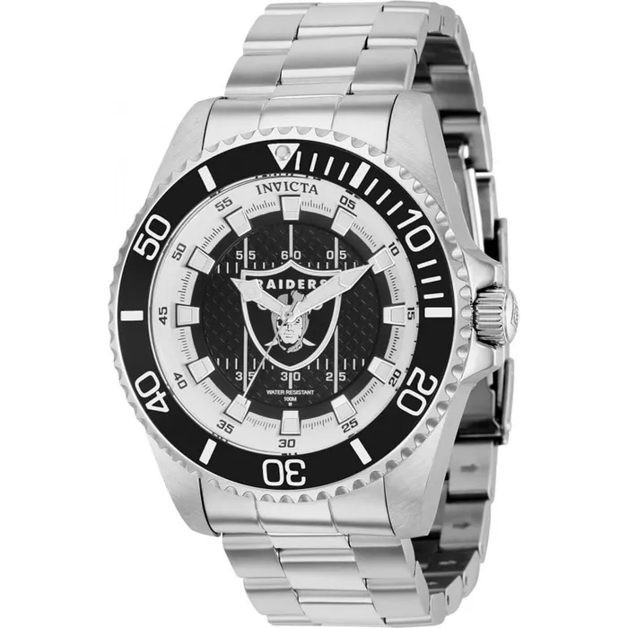Invicta Mens Quartz Watch NFL Las Vegas Raiders Stainless Steel Bracelet 36937 Invicta Bracelets