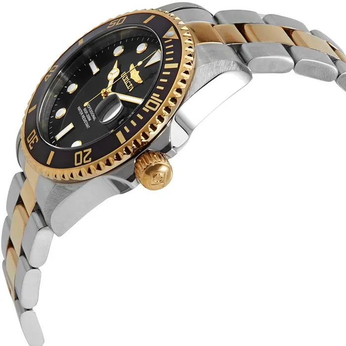 Invicta Mens Quartz Watch Pro Diver Black Dial Two Tone Steel Bracelet 33269 Invicta Bracelets