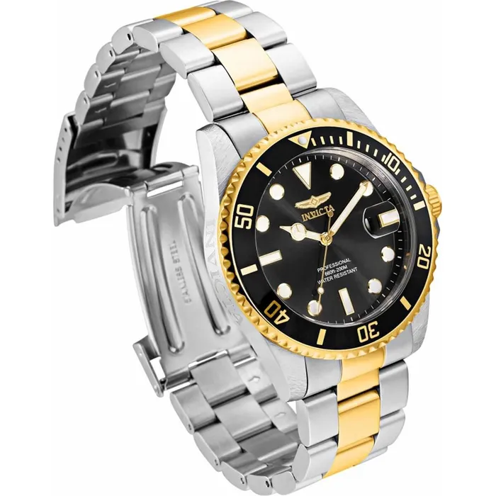 Invicta Mens Quartz Watch Pro Diver Black Dial Two Tone Steel Bracelet 33269 Invicta Bracelets