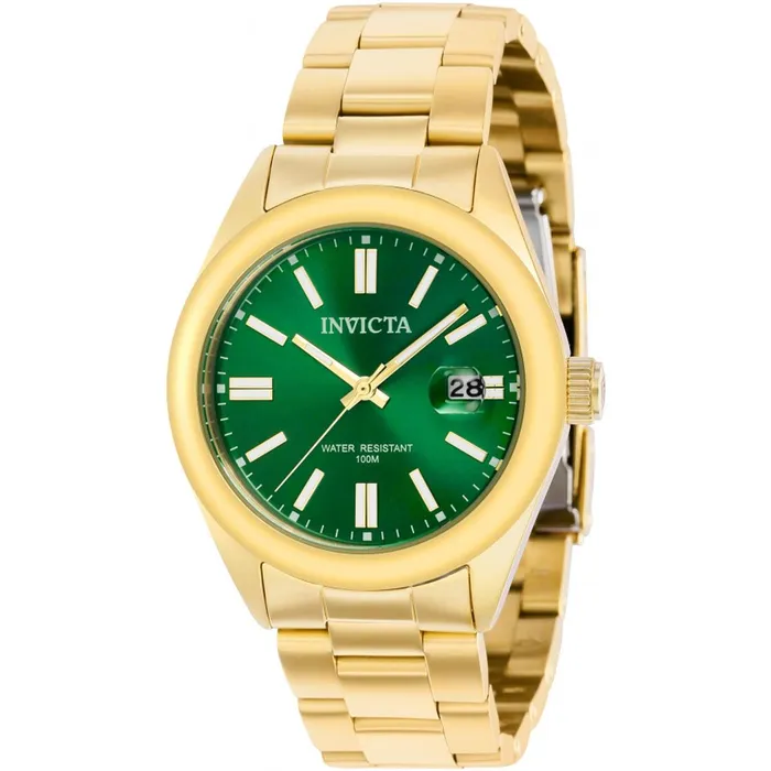 Invicta Mens Quartz Watch Pro Diver Date Green Dial Yellow Gold Bracelet 38484 Invicta Bracelets