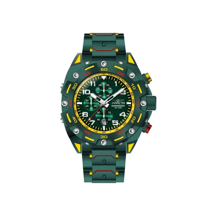 Invicta Mens Quartz Watch Sea Monster Chronograph Green Dial Steel Bracelet 37805 Invicta Bracelets