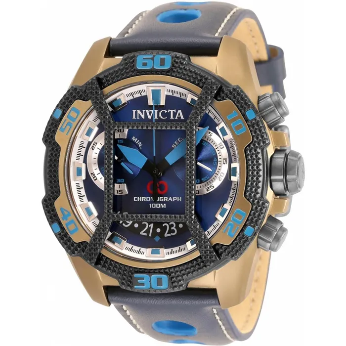 Invicta Mens Swiss Quartz Watch Corduba Chronograph Blue Leather Strap 33857 Invicta Watches