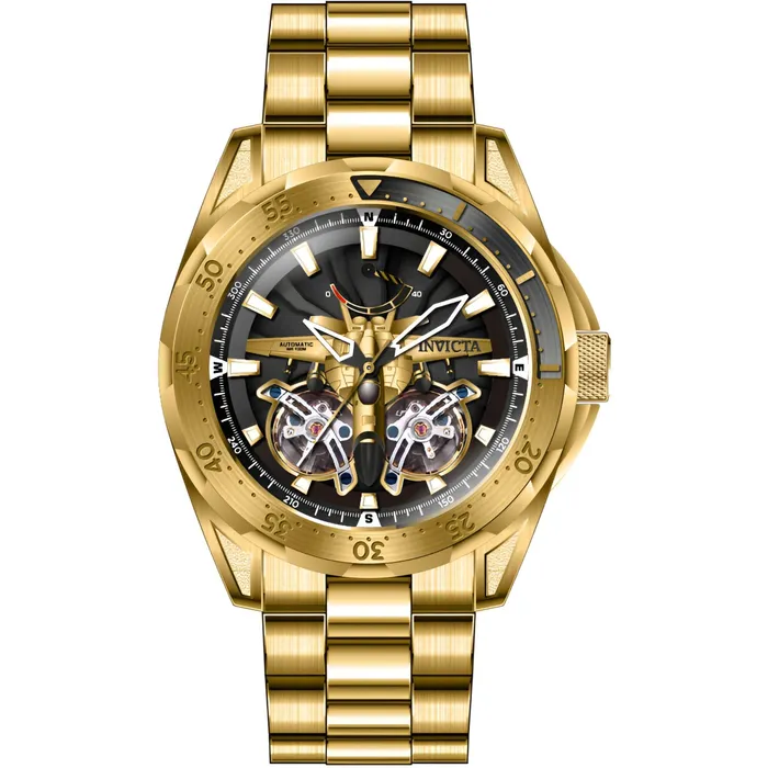 Invicta Mens Watch Aviator Automatic Gold and Black Open Heart Dial Steel 44687 Invicta Rings