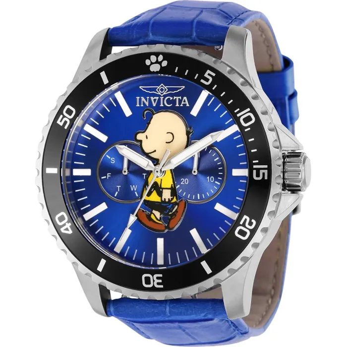 Invicta Mens Watch Character Collection Snoopy Quartz Blue Leather Strap 38640 Invicta Watches