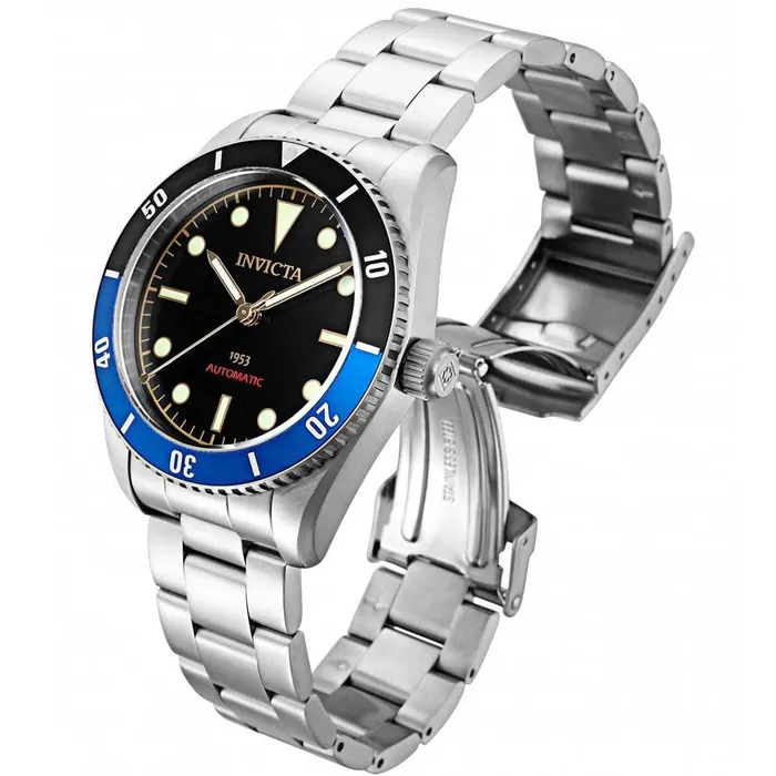 Invicta Mens Watch Pro Diver Automatic Black Dial Silver SS Bracelet 34333 Invicta Bracelets