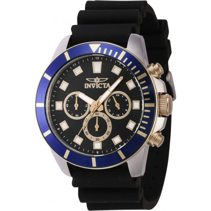Invicta Mens Watch Pro Diver Chrono Blue and Gold Tone Bezel Black Dial 46082 Invicta Rings
