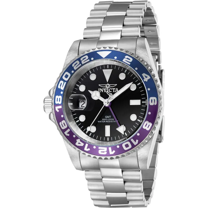 Invicta Mens Watch Pro Diver Dive Rotating Bezel Black Dial Silver Bracelet 44043 Invicta Bracelets