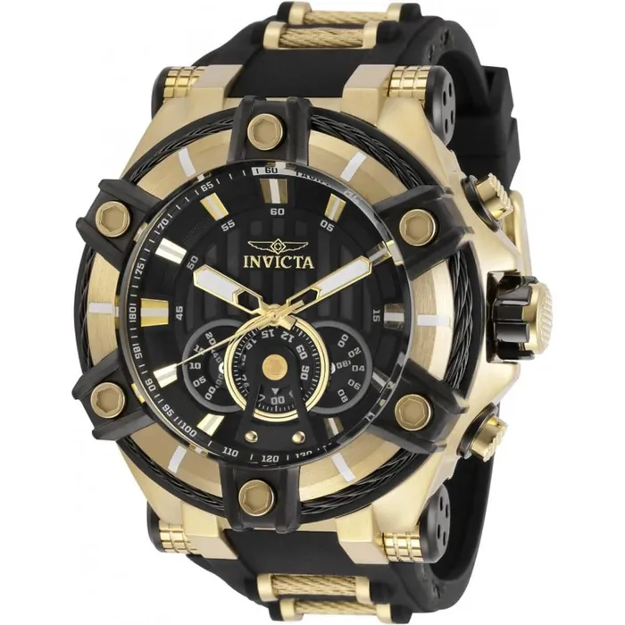 Invicta Rings Invicta Mens Chronograph Watch Bolt Black Dial Two Tone Strap 30040