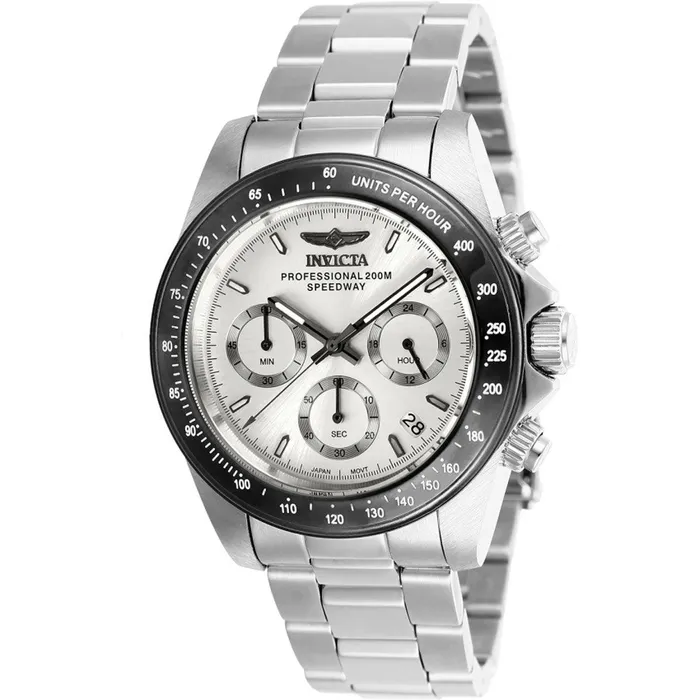 Invicta Rings Invicta Mens Chronograph Watch Speedway Black Bezel Silver Tone Dial 26111