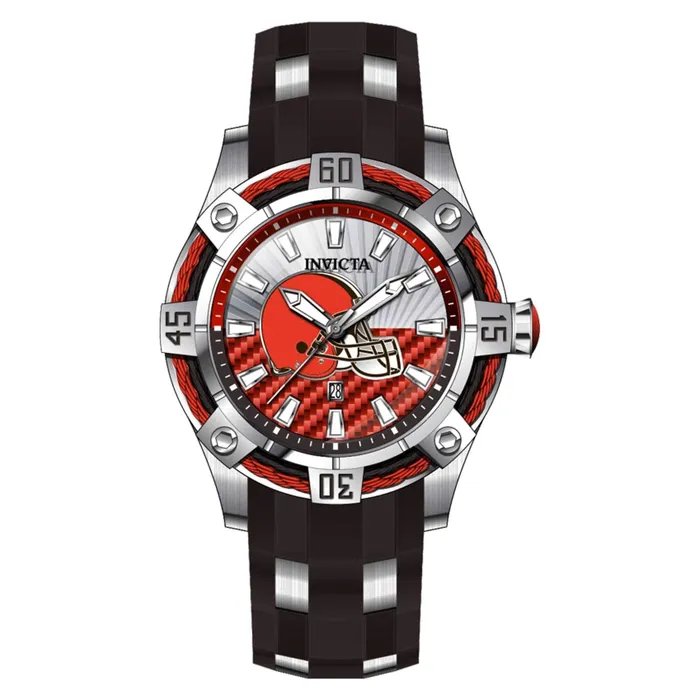 Invicta Rings Invicta Mens Watch NFL Cleveland Browns Orange and Silver Tone Dial Strap 42075