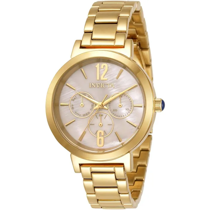 Invicta Womens Quartz Watch Angel Gold Oyster Dial Yellow Gold Bracelet 31084 Invicta Bracelets