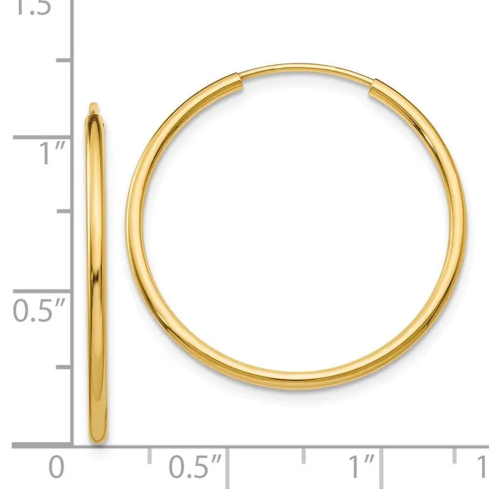 Jewelry Earrings 14k 15mm Polished Round Endless Hoop Earrings