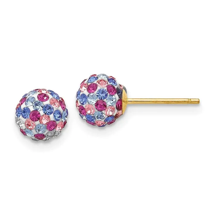 Jewelry Earrings 14k Blue Pink Multi Crystal 6mm Post Earrings