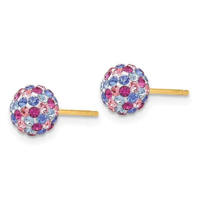 Jewelry Earrings 14k Blue Pink Multi Crystal 6mm Post Earrings