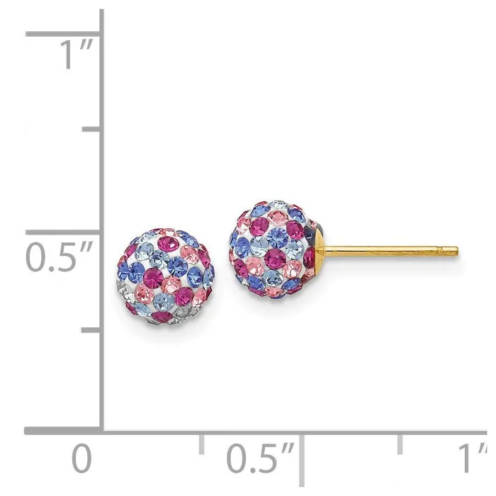 Jewelry Earrings 14k Blue Pink Multi Crystal 6mm Post Earrings