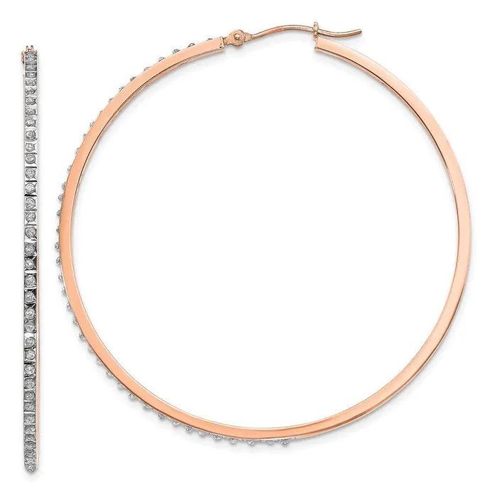 Jewelry Earrings 14k Rose Gold Diamond Fascination Round Hinged Hoop Earrings