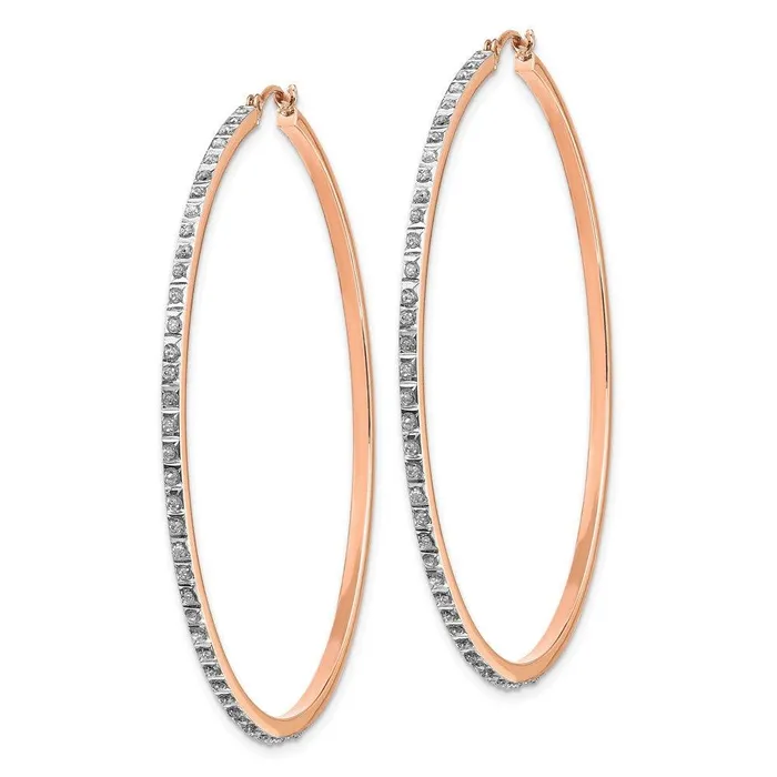 Jewelry Earrings 14k Rose Gold Diamond Fascination Round Hinged Hoop Earrings