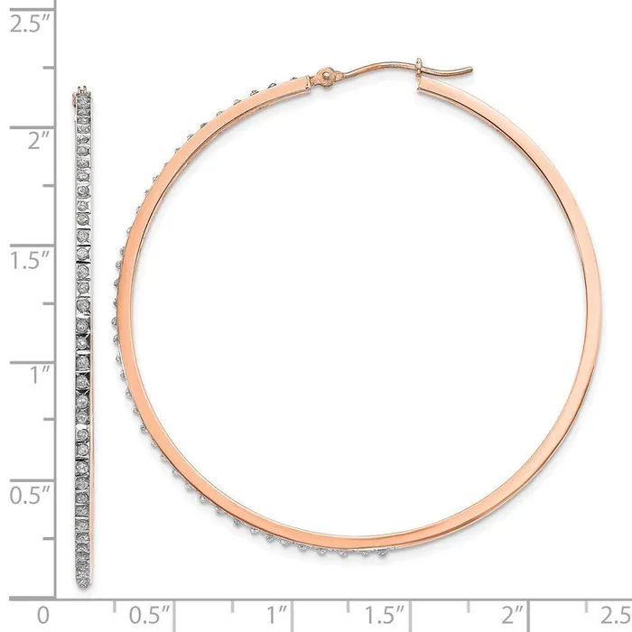 Jewelry Earrings 14k Rose Gold Diamond Fascination Round Hinged Hoop Earrings