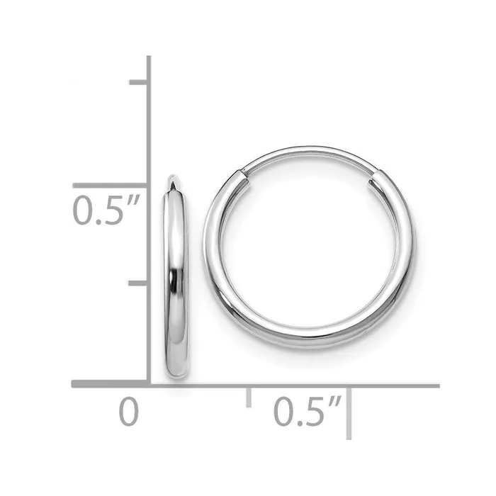 Jewelry Earrings 14k White Gold 15mm Polished Endless Hoop Earrings