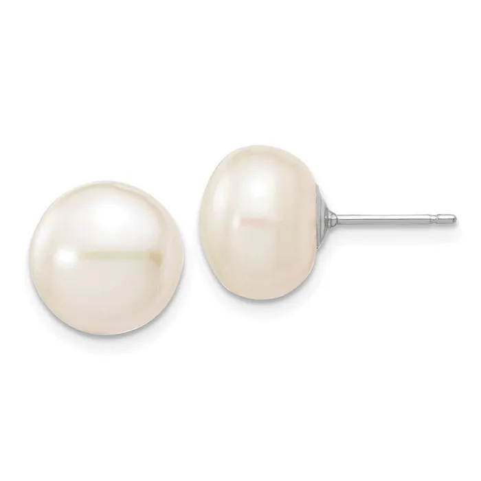 Jewelry Earrings 14k White Gold 1011mmWhite Button FW Cultured Pearl Stud Post Earrings