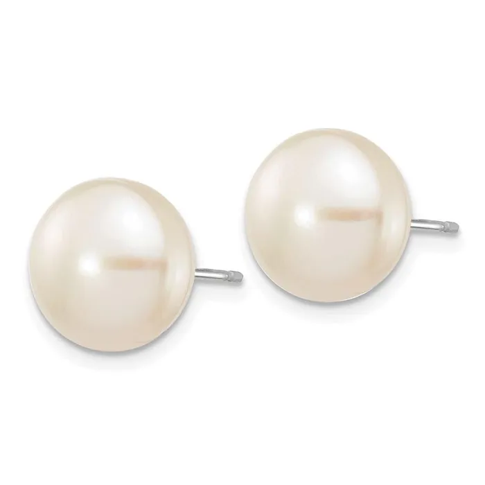 Jewelry Earrings 14k White Gold 1011mmWhite Button FW Cultured Pearl Stud Post Earrings