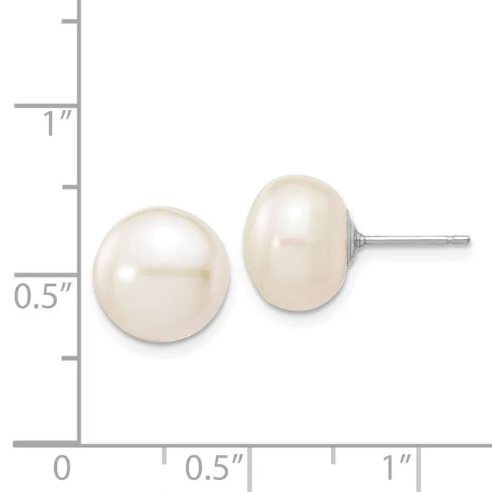 Jewelry Earrings 14k White Gold 1011mmWhite Button FW Cultured Pearl Stud Post Earrings
