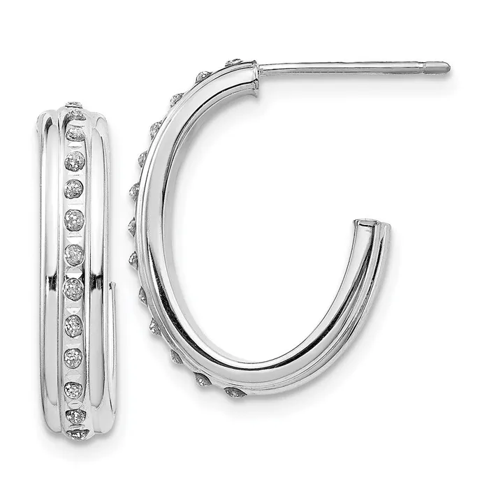 Jewelry Earrings 14k White Gold Diamond Fascination Post J Hoop Earrings