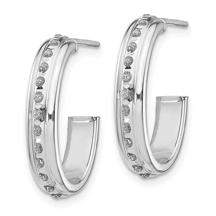 Jewelry Earrings 14k White Gold Diamond Fascination Post J Hoop Earrings