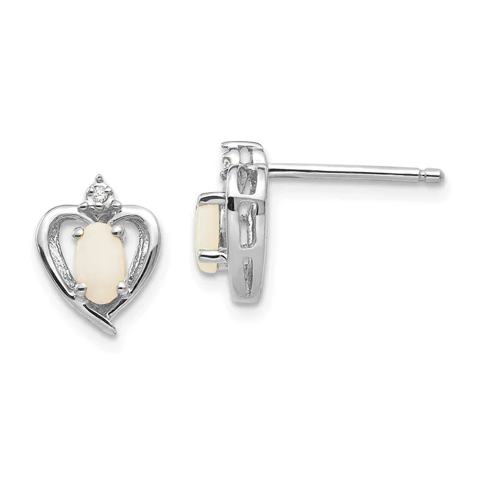 Jewelry Earrings 14k White Gold Opal Diamond Earring