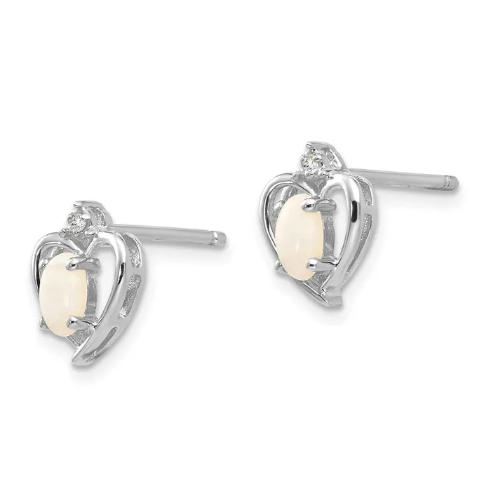 Jewelry Earrings 14k White Gold Opal Diamond Earring