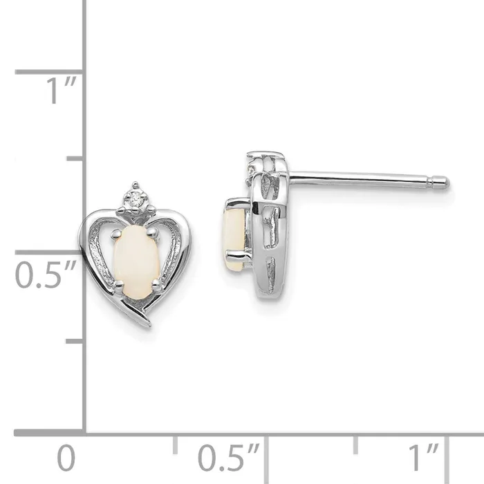 Jewelry Earrings 14k White Gold Opal Diamond Earring