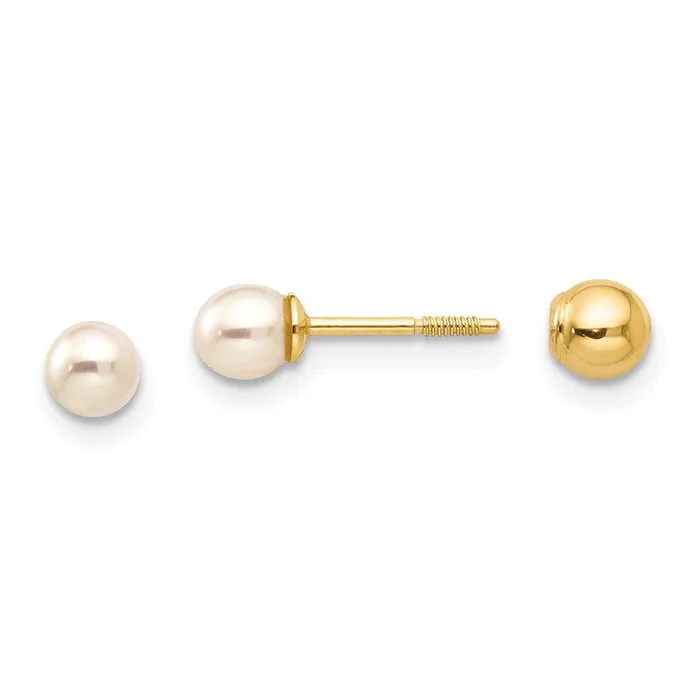 Jewelry Earrings Madi K Kids 14k Reversible 3754mm FW Cultured Pearl Gold Ball Earrings
