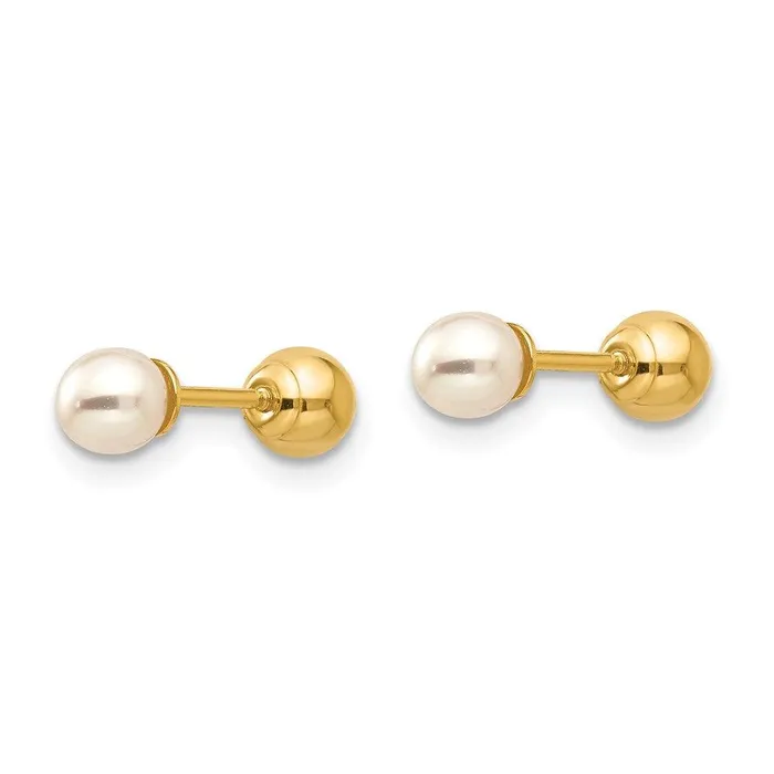Jewelry Earrings Madi K Kids 14k Reversible 3754mm FW Cultured Pearl Gold Ball Earrings