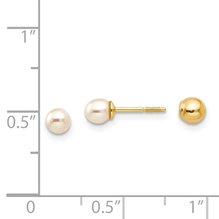 Jewelry Earrings Madi K Kids 14k Reversible 3754mm FW Cultured Pearl Gold Ball Earrings