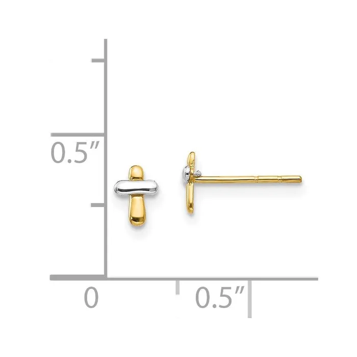 Jewelry Earrings Madi K Kids 14K Twotone Polished Cross Post Earrings