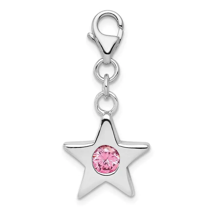 Jewelry Rings Sterling Silver Rhodiumplated October CZ Birthstone Star Charm