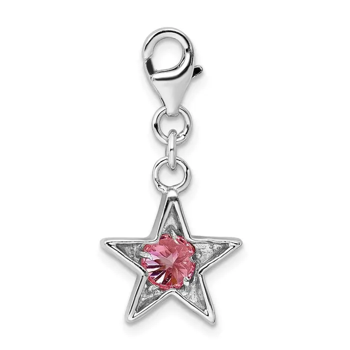 Jewelry Rings Sterling Silver Rhodiumplated October CZ Birthstone Star Charm