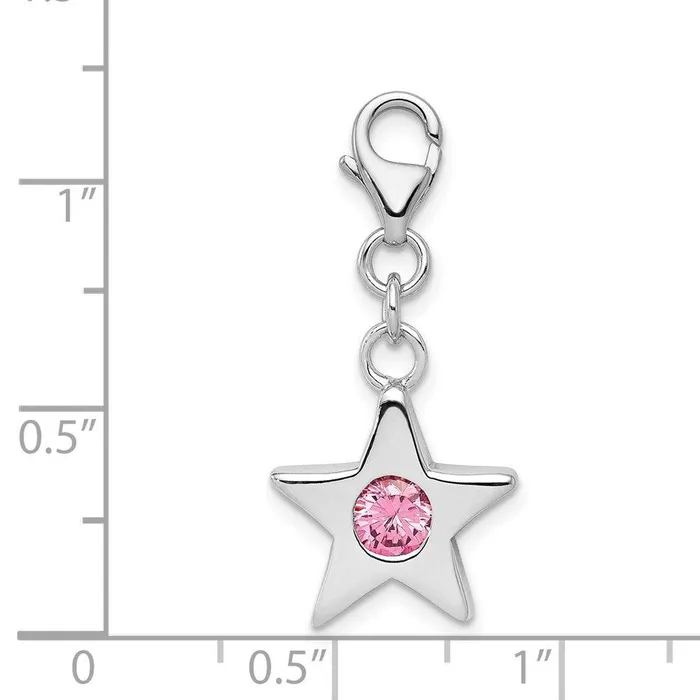 Jewelry Rings Sterling Silver Rhodiumplated October CZ Birthstone Star Charm