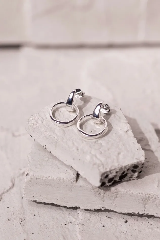 Kty Earrings Single Circle Stud Earrings Silver