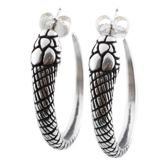Katrina LaPenne Earrings Silver Snake Hoop Earrings