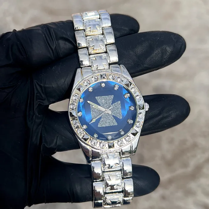 Knights Templar Iron Celtic Maltese Cross Blue Watch Silver Tone 8 Bling Cartel Rings