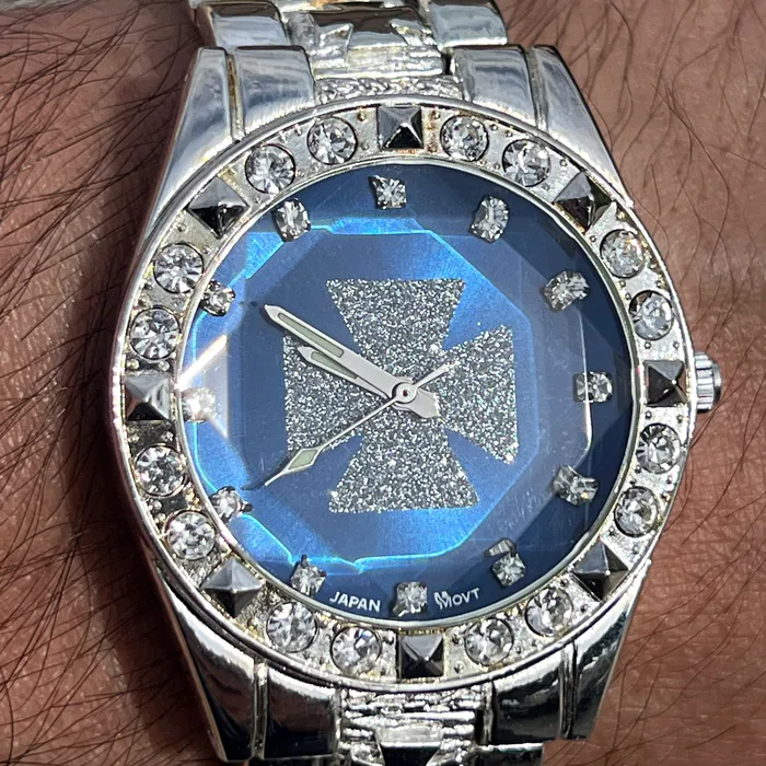 Knights Templar Iron Celtic Maltese Cross Blue Watch Silver Tone 8 Bling Cartel Rings