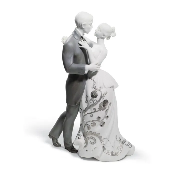 Lladro Lovers Waltz Couple Figurine Silver Lustre Lladro Rings