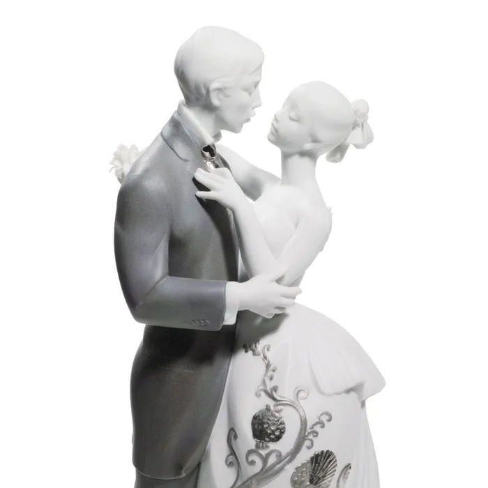 Lladro Lovers Waltz Couple Figurine Silver Lustre Lladro Rings
